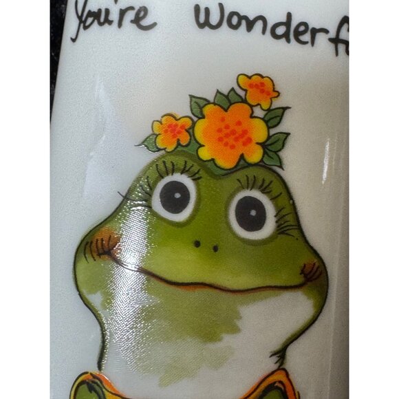 Vintage 1976 Suzys Zoo Enesco Imports Frog Vase With "Youre Wonderful" Text Made - Picture 2 of 7